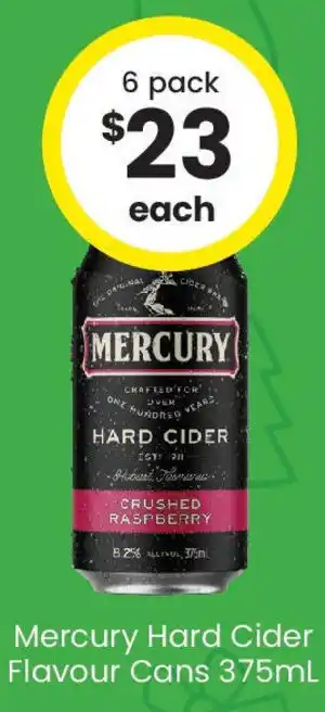 The Bottle O Mercury Hard Cider Flavour Cans offer