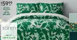 Harris Scarfe Secret Garden, Euston, Eucalyptus, Eden Waffle or Henley Quilt Cover Set offer