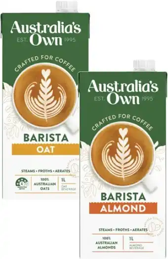 Coles Australia's Own Barista Almond or Oat Milk 1 Litre offer