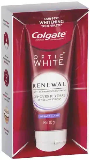 Coles Colgate Optic White Renewal Toothpaste 85g offer