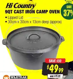 Aussie Disposals 9QT Cast Iron Camp Oven offer