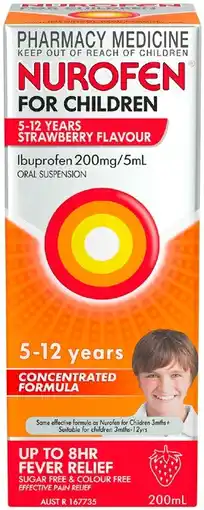 Discount Drug Stores Nurofen For Children 5-12 Years Strawberry Flavour 200mL offer