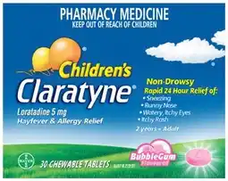 Discount Drug Stores Claratyne Children’s Hayfever & Allergy Relief 30 Chewable Tablets offer