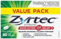 Discount Drug Stores Zyrtec Hayfever & Allergy Relief Value Pack 80 Mini Tablets offer