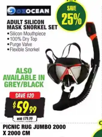 Aussie Disposals Adult silicon mask snorkel set offer