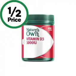 Woolworths Nature’s Own Vitamin D3 1000IU Capsules Pk 400 offer