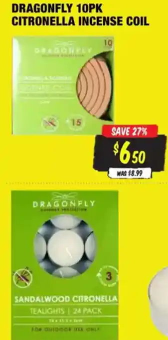 Aussie Disposals Dragonfly 10pk citronella incense coil offer