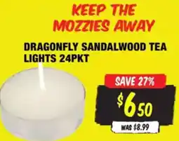 Aussie Disposals Dragonfly sandalwood tea lights 24pkt offer