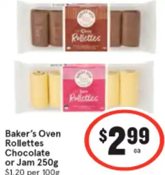 IGA Baker's Oven Rollettes Chocolate or Jam offer