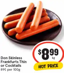 IGA | Don Skinless Frankfurts Thin or Cocktails offer