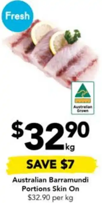 Drakes Australian Barramundi Portions Skin On offer