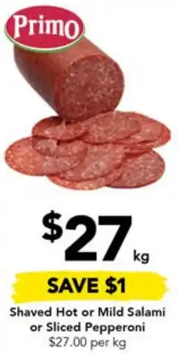 Drakes Shaved Hot or Mild Salami or Sliced Pepperoni offer