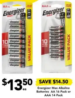 Drakes Energizer Max Alkaline Batteries AA or AAA offer