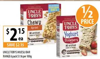 Supabarn Uncle Toby's Muesli Bar 100g offer