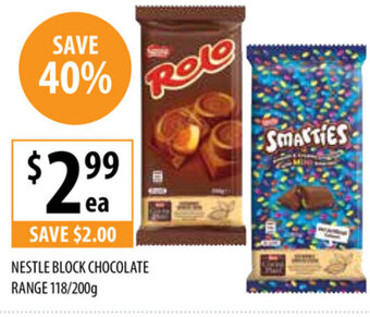 Supabarn Nestle Block Chocolate Range 118/200g offer