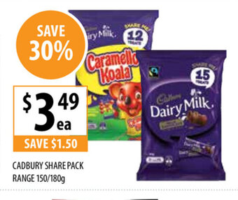 Supabarn Cadbury Share Pack Range 150/180g offer