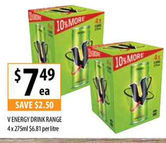 Supabarn V Energy Drink Range 4x275ml offer