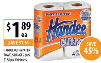 Supabarn Handee Ultra Paper Towels Range 2 pack offer