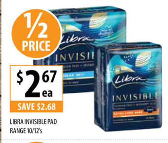 Libra Invisible Pad Range 10/12's