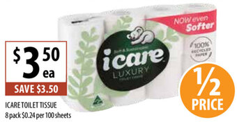 iCare Toilet Tissue 8 Pack
