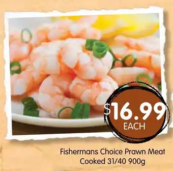 Spudshed Fishermans Choice Prawn Meat Cooked 31/40 900g offer