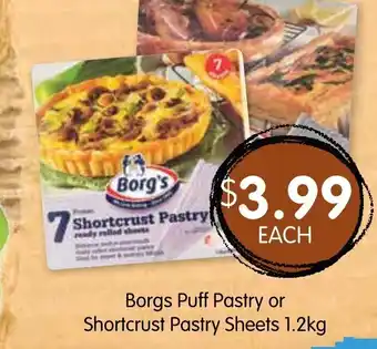 Spudshed Borgs Puff Pastry or Shortcrust Pastry Sheets 1,2kg offer