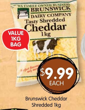 Spudshed Brunswick Cheddar Shredded 1kg offer