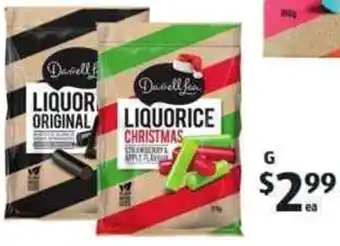 ALDI Darrell Lea Original Or Strawberry & Apple Flavoured Christmas Liquorice 275g offer