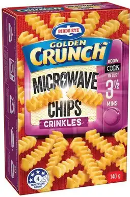 IGA Birds Eye Golden Crunch Microwave Chips 140g Selected Varieties offer