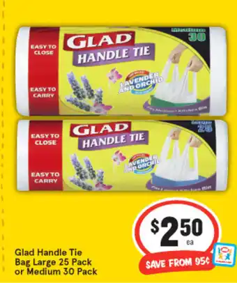 IGA Glad Handle Tie Bag Large 15 Pack or Medium 30 Pack offer