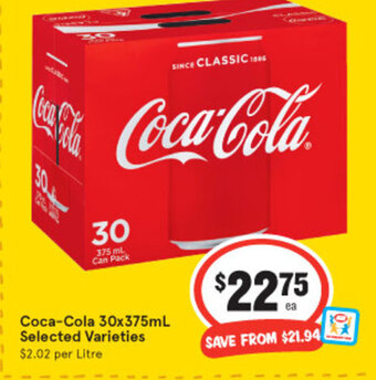 IGA Coca-Cola 30x375ml offer