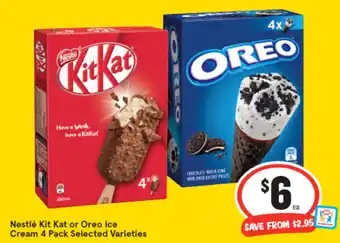 IGA Nestlé Kit Kat or Oreo Ice Cream 4 Pack offer