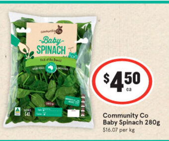 IGA Community Co Baby Spinach 280g offer