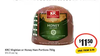 KRC Virginian Or Honey Ham Portions 750g