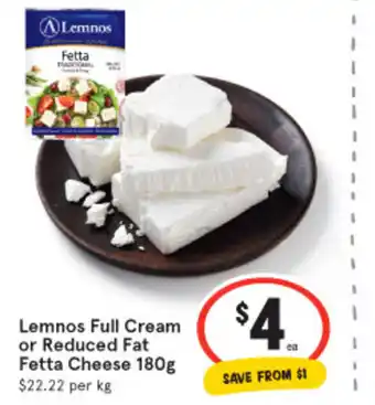 Lemons Full Cream or Reduced Fat Fetta Cheese 180g