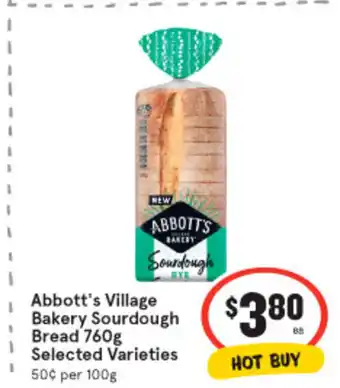 IGA Abbot's Village Bakery Sourdough Bread 760g offer