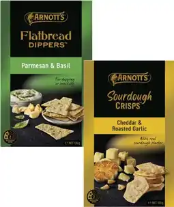 Coles Arnott's Flatbread Dippers or Sourdough Crackers 130g-150g offer