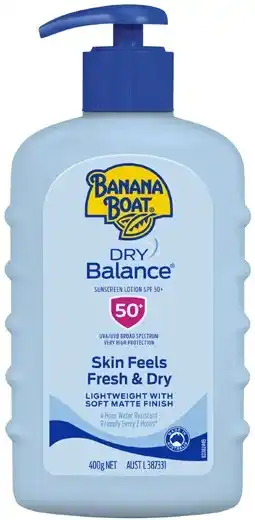 Coles Banana Boat Dry Balance Sunscreen SPF50+ 400g^ offer