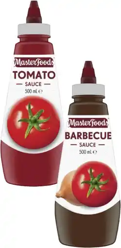 Coles MasterFoods Squeeze Tomato or Barbecue Sauce 475mL-500mL offer