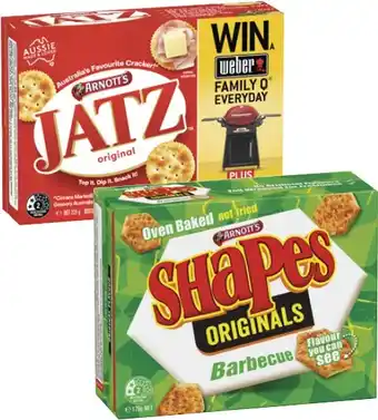 Coles Arnott's Shapes or Jatz Crackers 130g-225g offer