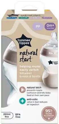 Coles Tommee Tippee Natural Start Anti-Colic Baby Bottle 260mL 0+ Months 1 Each offer