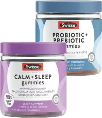 Coles Swisse Probiotic + Prebiotic Gummies 45 Pack or Ultiboost Calm + Sleep Gummies 60 Pack offer