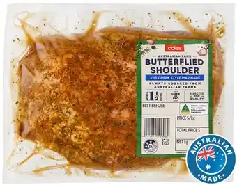 Coles Coles Australian Lamb Butterflied Shoulder with Greek Style Marinade offer