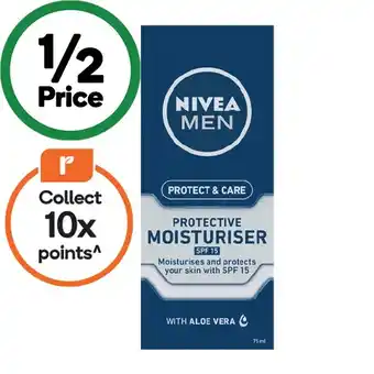 Woolworths Nivea Men Protect & Care Face Moisturiser SPF15 75ml† offer