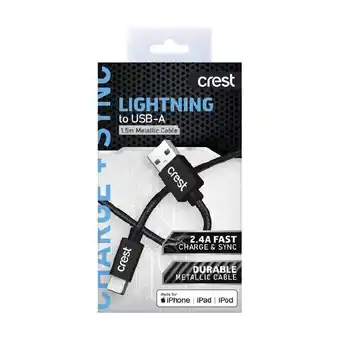 Woolworths Crest USB-C to USB-A Metallic Cable 1.5m – Assorted offer