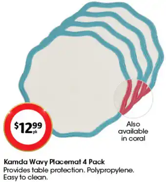 Coles Kamda Wavy Placemat 4 Pack offer