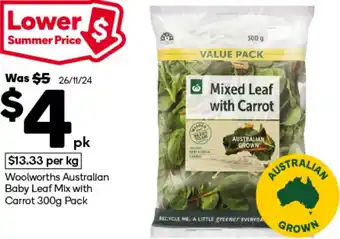 Woolworths Woolworths Australian Baby Leaf Mix with Carrot offer