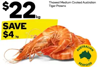 Woolworths Thawed Medium Cooked Australian Tiger Prawns offer