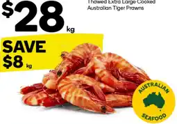 Woolworths Thawed Extra Large Cooked Australian Tiger Prawns offer