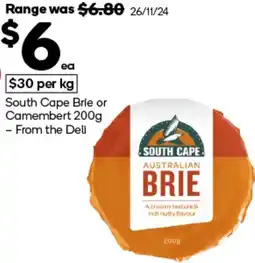 Woolworths South Cape Brie or Camembert offer